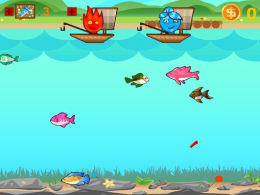 Game Cậu bé lửa và cô gái nước câu cá – Fireboy And Watergirl Go Fishing